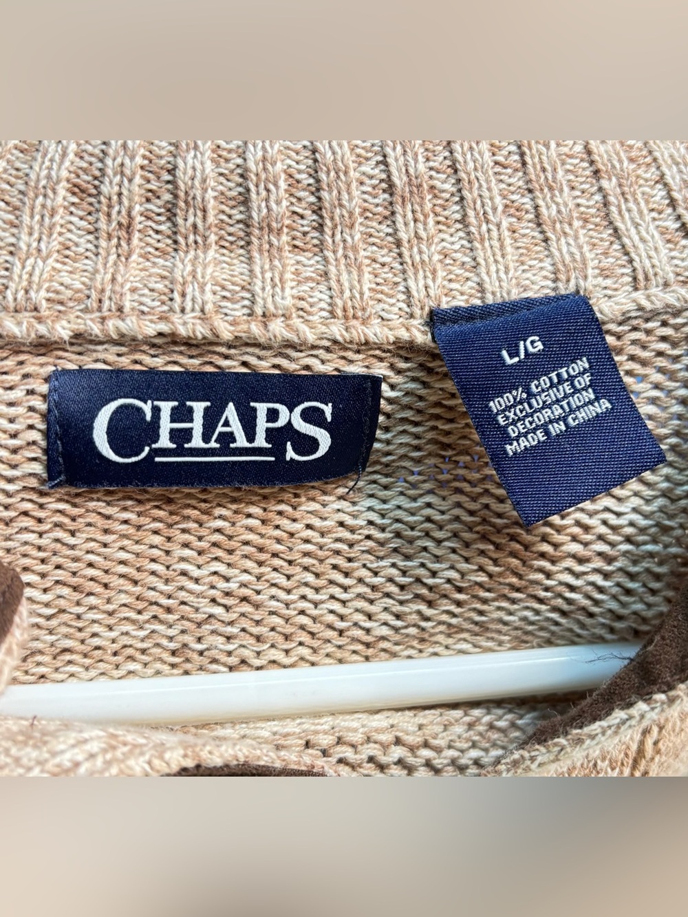 Chaps Men's Tan Zip-Neck Sweater - Picture 3 of 3